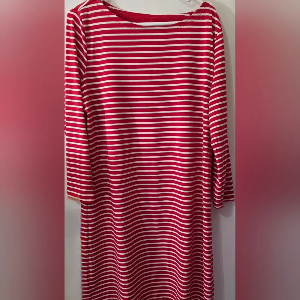 Vineyard Vines Sankaty Boatneck Shift Dress in Red Striped XL - Picture 2 of 7